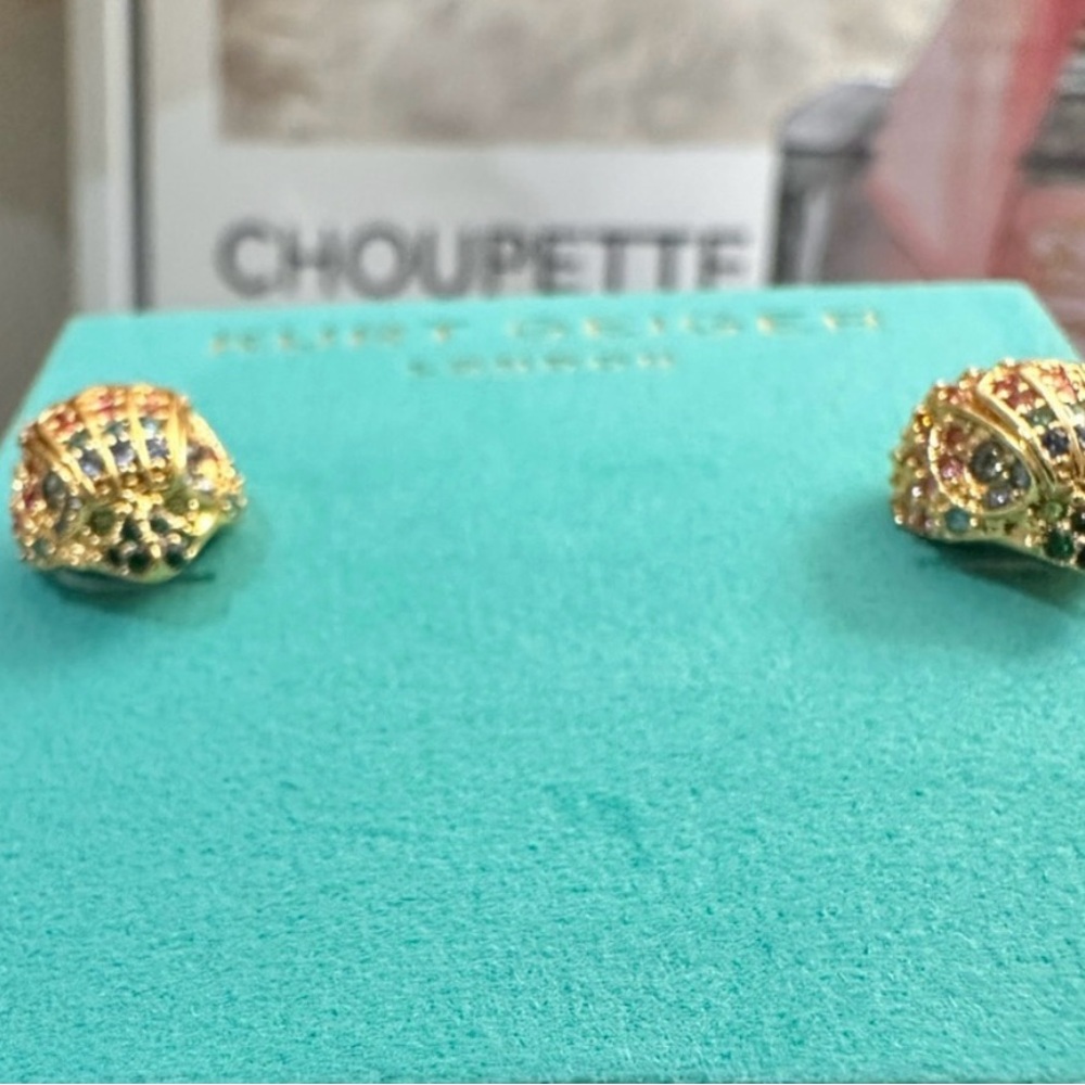 NWT KURT GEIGER Eagle HEAD RAINBOW  CRYSTAL EARRINGS! - Picture 3 of 6